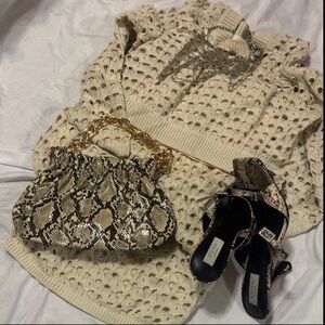 Cream Open-Knit Sweater Set